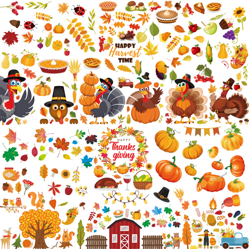 Thanksgiving Fall Leaves Window Clings Thanksgiving Maple Decorations Autumn Sticker Decals Party Decor Ornaments