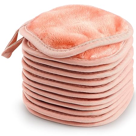 12-pack makeup remover, reusable liner, washable ultra soft cleanser for all skin types,5 X 5 inches, pink