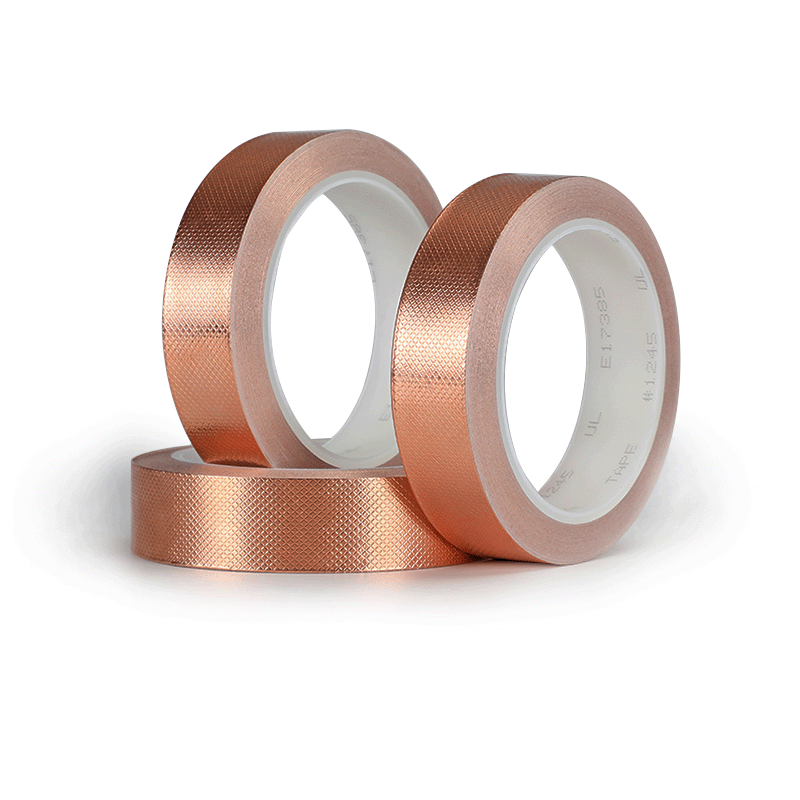 Embossed Copper Foil Tape 1245 Acrylic Adhesive Coated Electrically Conductive Flame Retardant for EMI Shielding, Grounding