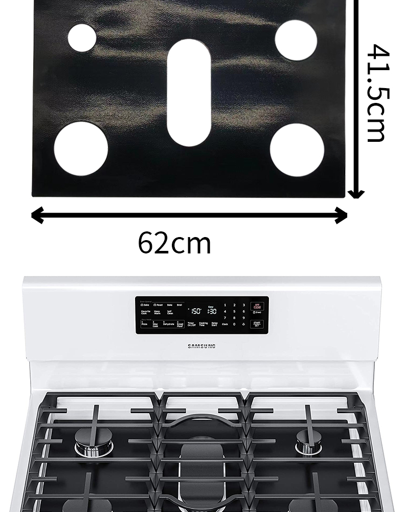 New design model NA30K6550TS/AA customized thickness 0.2mm 5 holes Black color Oven Square Protectors Liner