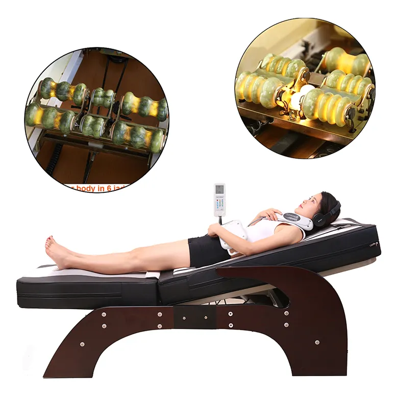 Thermal Massage Bed Electric Full Body Thermal Therapeutic Infrared Jade Roller Wood Massage Roller Bed For Spinecare And Relax