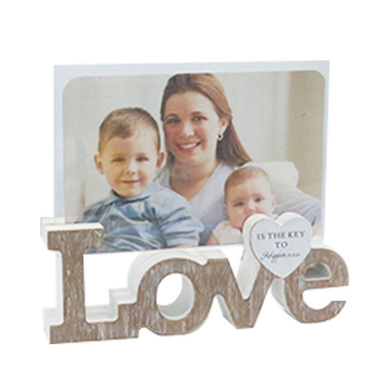 love wooden photo frame with double plastic glass 4x6" wood picture frame wooden photo frame for home decor