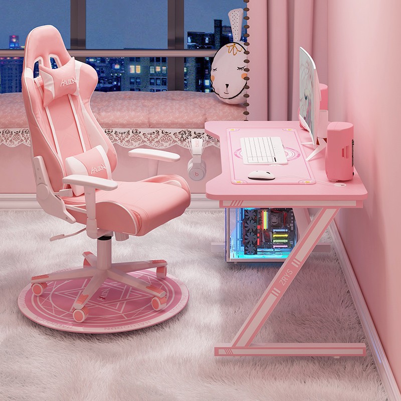 Новый дизайн 2021, розовый RGB современный широкий светодиодный металлический светильник K, эргономичный, низкая цена, недорогой компьютерный ПК, игровой настольный стол