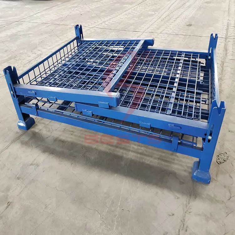 Heavy Duty 1500kg Collapsible Roll Cage Trolley Metal Pallet Storage Galvanized Steel Rack