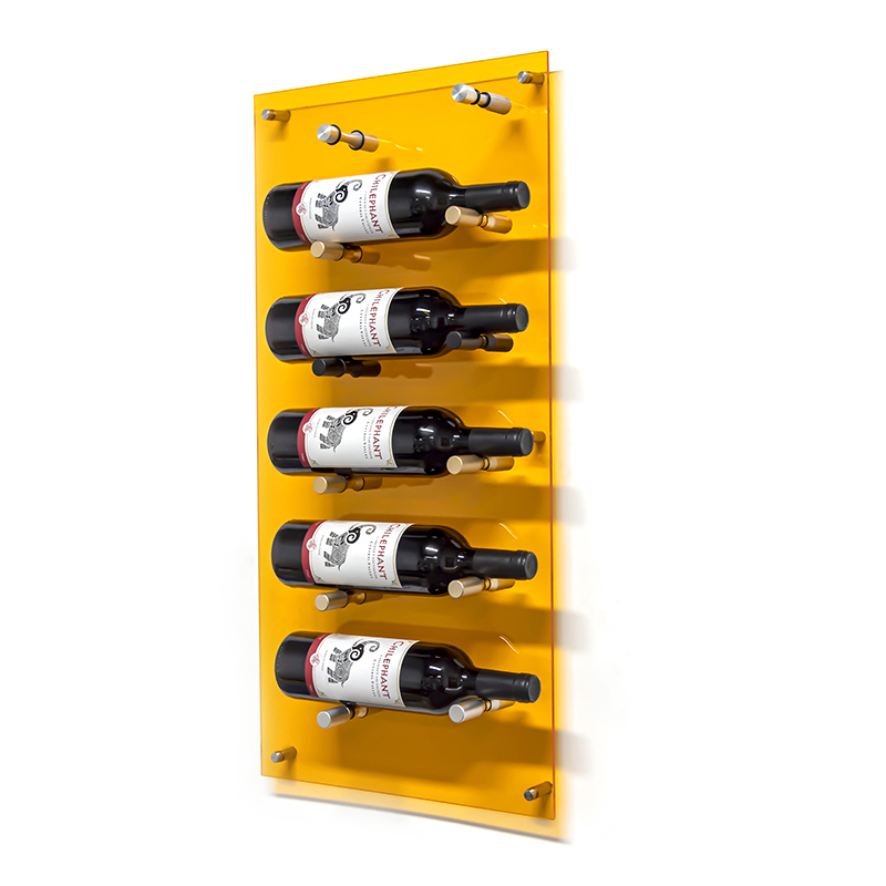 5 Bottle Label Display Acrylic Colorful Back Panel for wall wine pegs