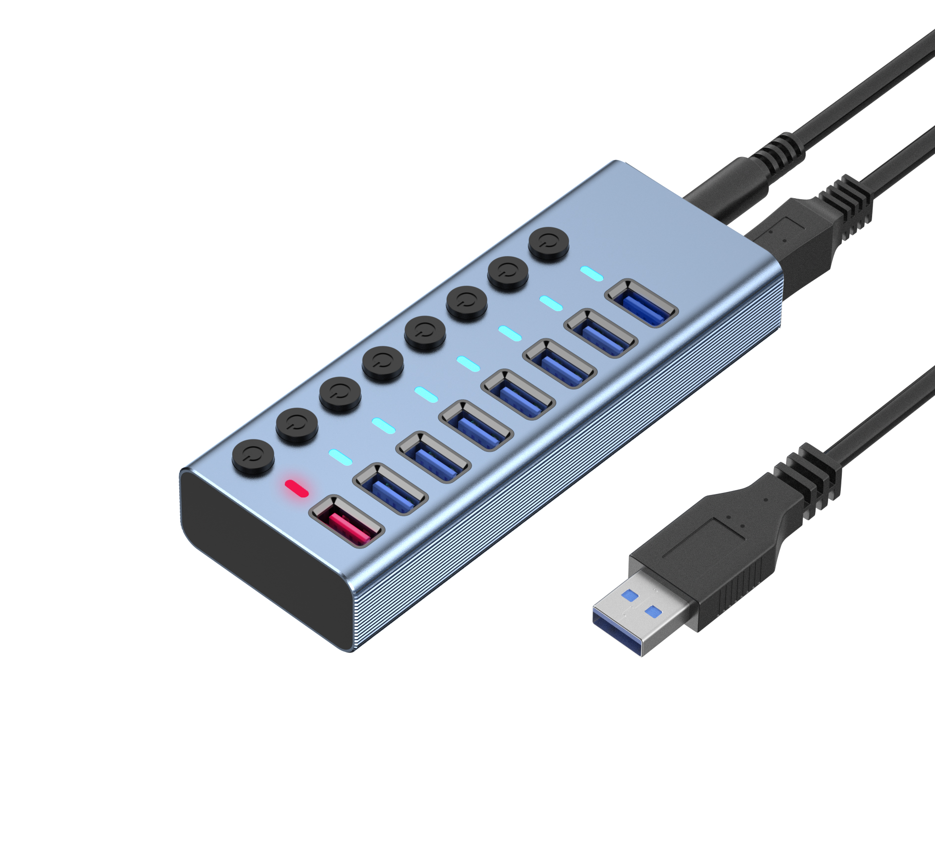 Pogo высококачественный концентратор USB 3,0, 8 портов, независимый переключатель, 7 портов, многопортовая зарядка, 1 порт, быстрое зарядное устройство ce