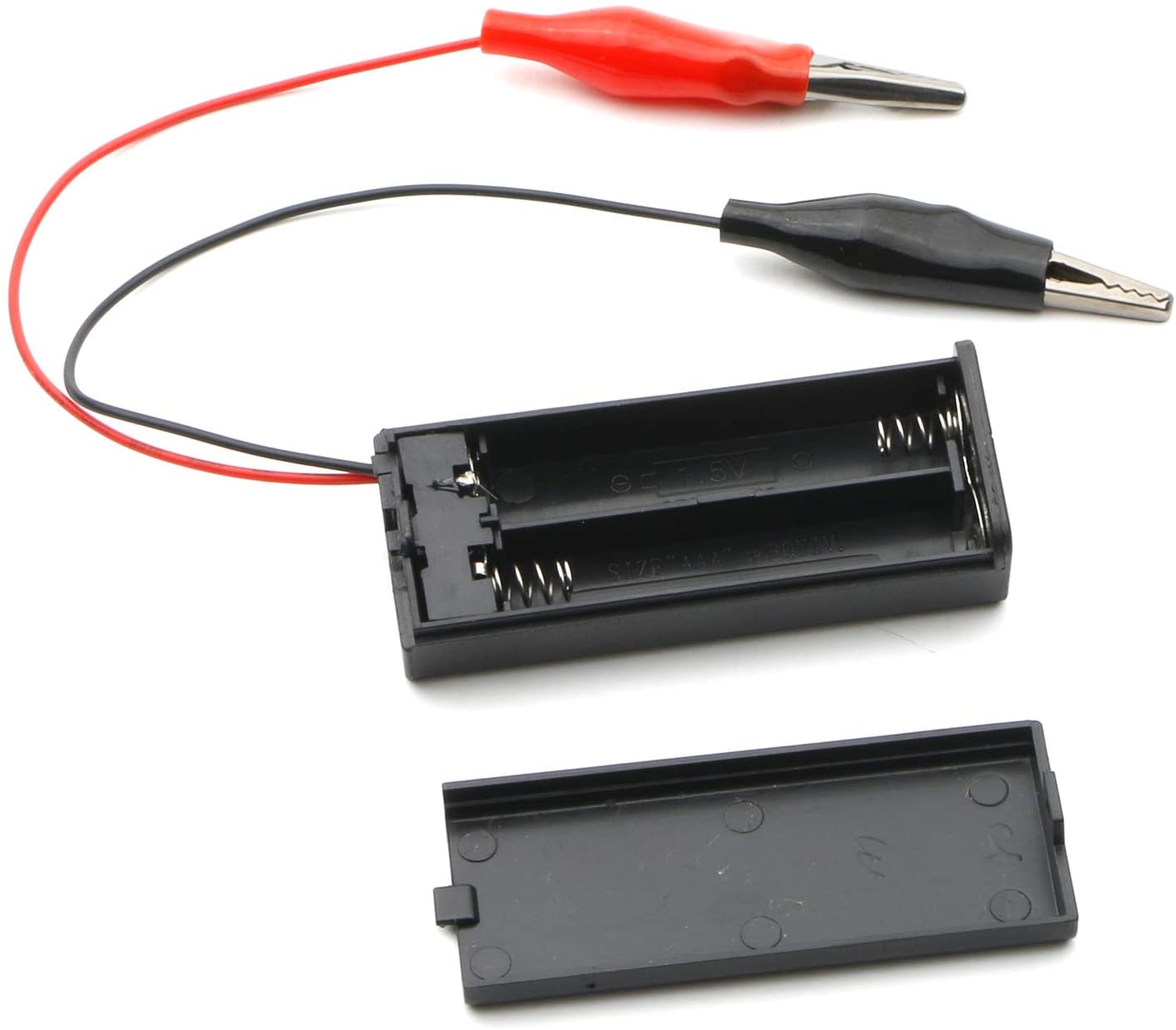 2 x AA Battery Holder Box with Alligator Clips.Switch and Cover 12V 23A Battery Holder