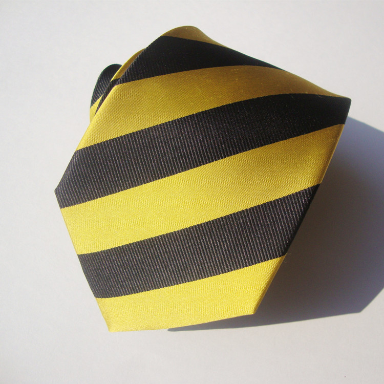 Gold and Black color Stripe Silk Ties