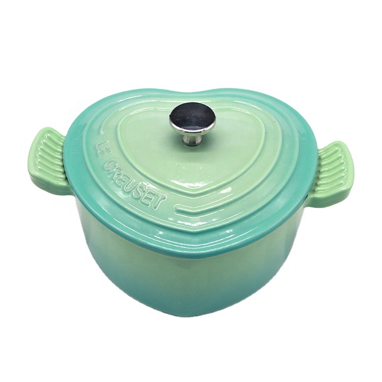 Blue Color Special Heart Shaped Cast Iron Casserole