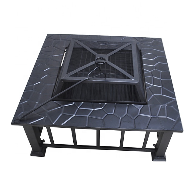 Outside camping outdoor fire pit steel bowl table square fire pit