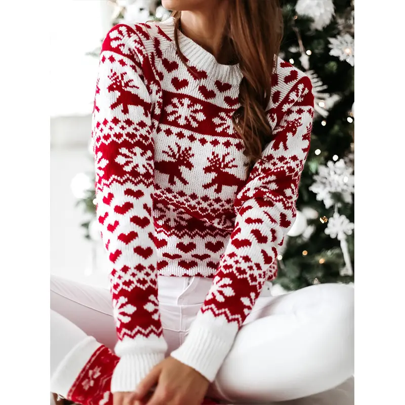 Winter Snowflake Xmas Clothing Outfit Jumper Sweater Christmas Woman