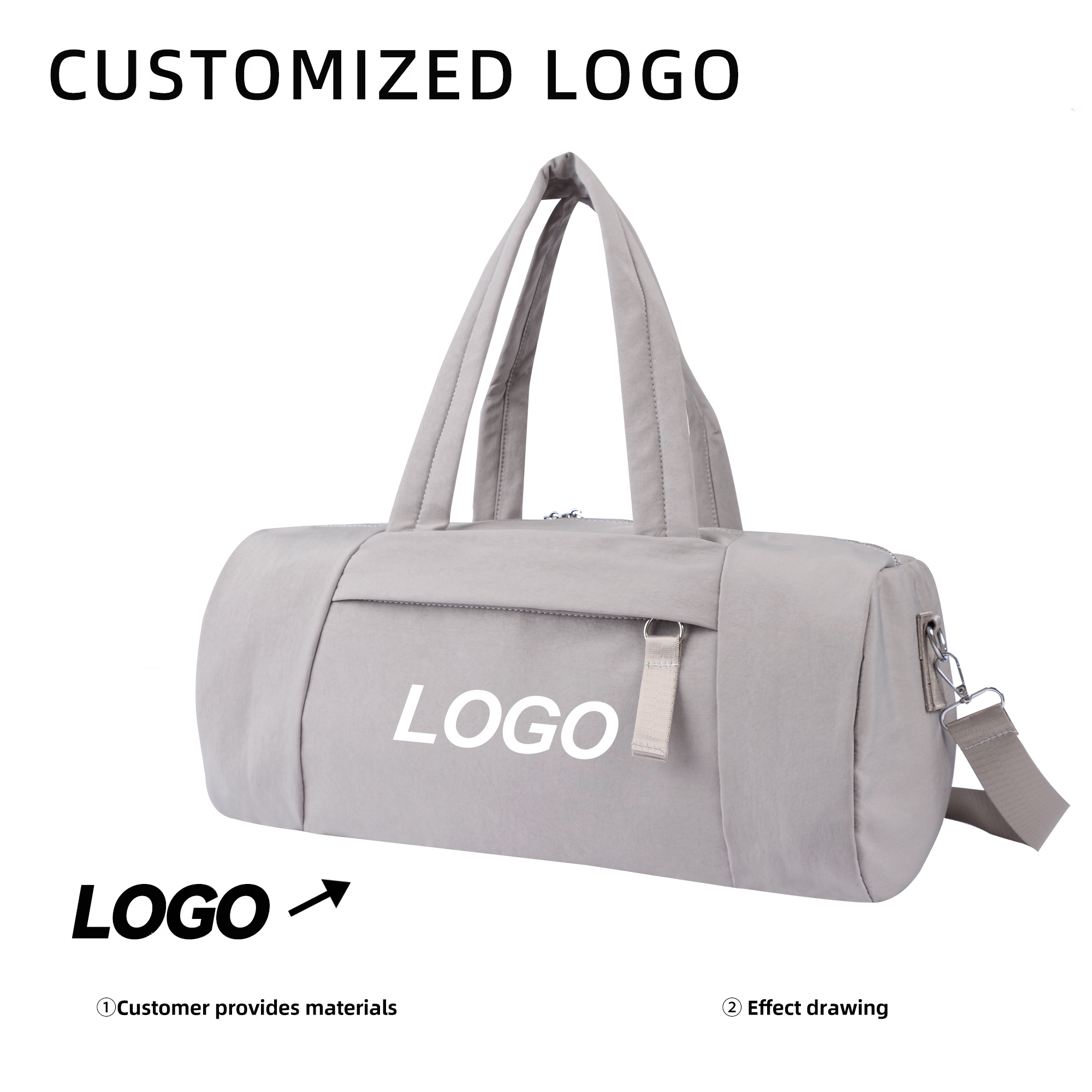 Large Capacity Women Men Nylon Barrel Tote Sports Gym Yoga Bag Clothes Phone Shoes Storage Travel Duffle Weekender Bag