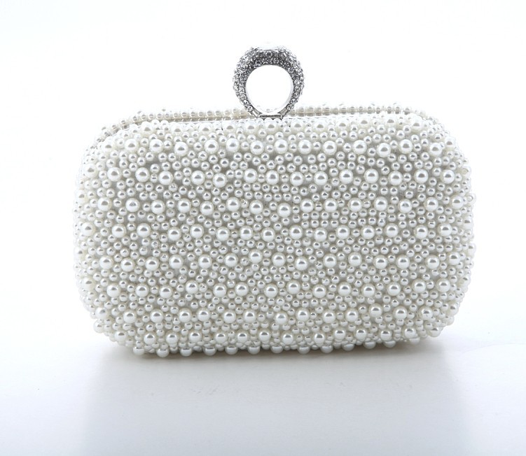 Latest clutch purse Womens Clutch Luxury ring Evening Bags Full Beaded Artificial Pearls Handbag for Wedding Parites Prom