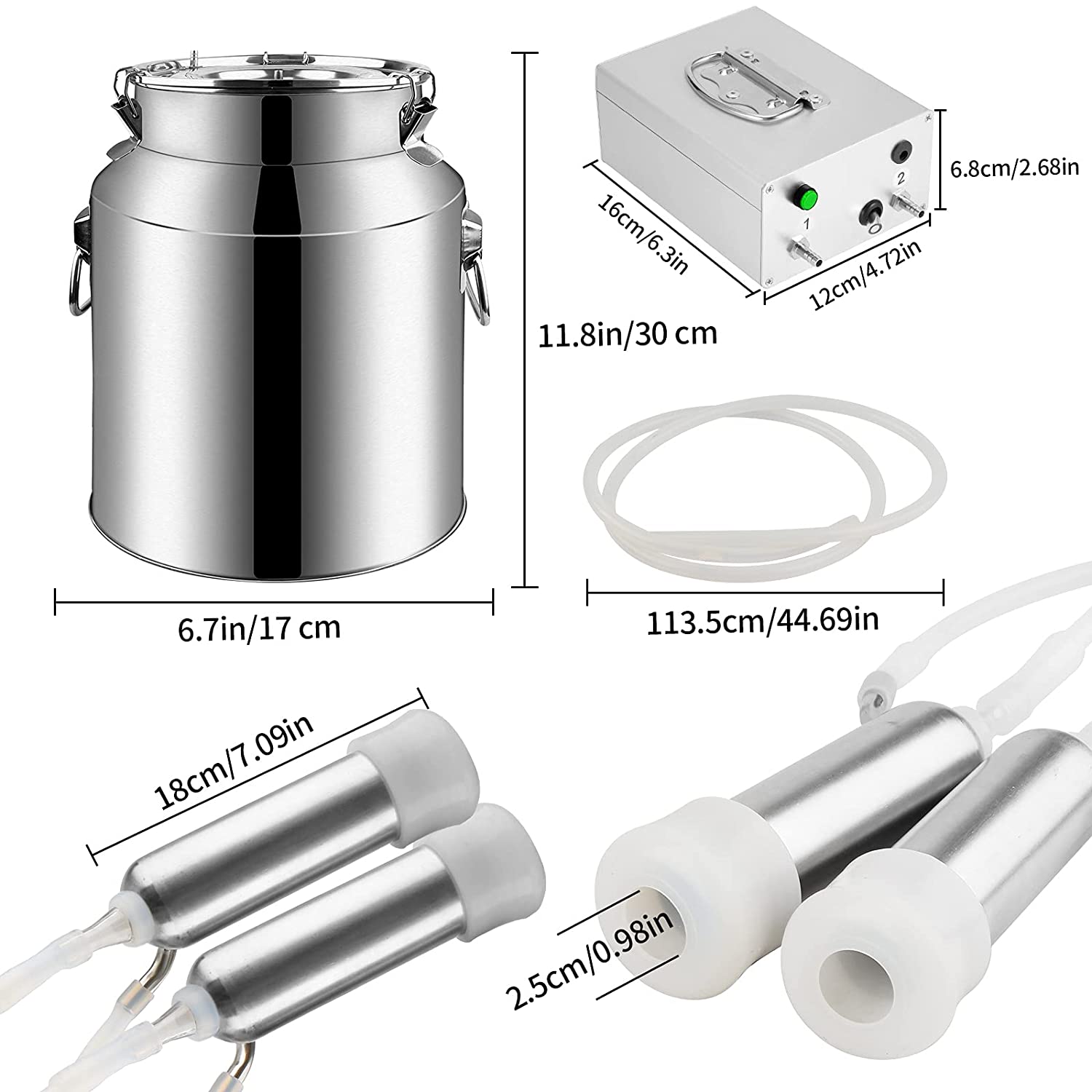 Terrui MK002 Hot Sale Automatic Portable Livestock Milking Equipment 7L Large Capacity Electric Milking Machine