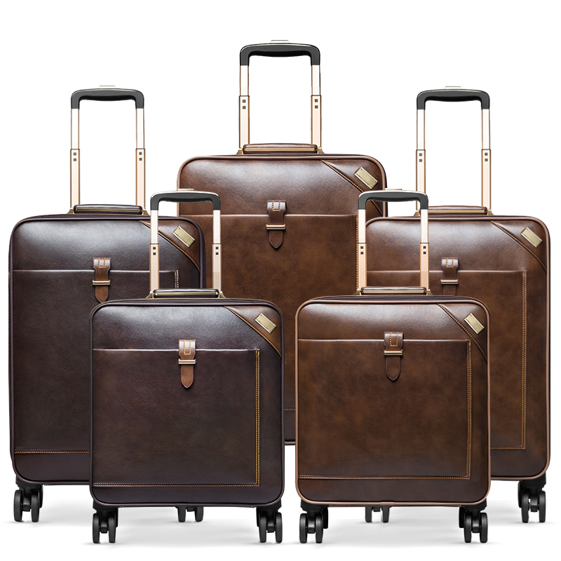 Custom leather PU 5 pieces set suitcase travel luggage Bag Travel Carry On Suitcase