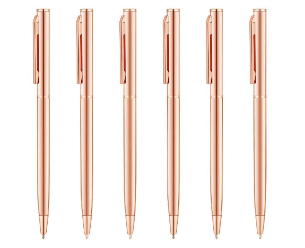 Slim Metallic Retractable Ballpoint Pens Rose Gold Nice Gift for Uniform Office Students ballpoint pen