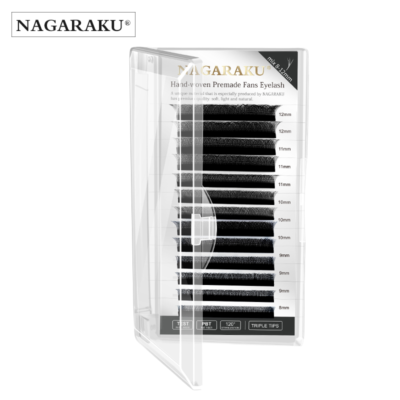 Накладные ресницы NAGARAKU 3D W, готовые объемные вееры, быстрое и легкое ЗАПЛЕТЕНИЕ, натуральные мягкие легкие ресницы