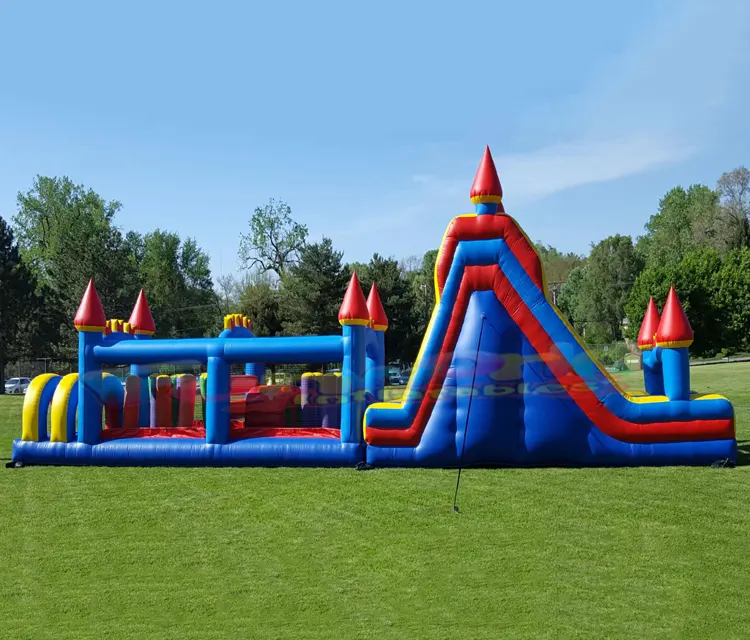 Party jumping parcours du combattant gonflable giant adult inflatable obstacle course for sale