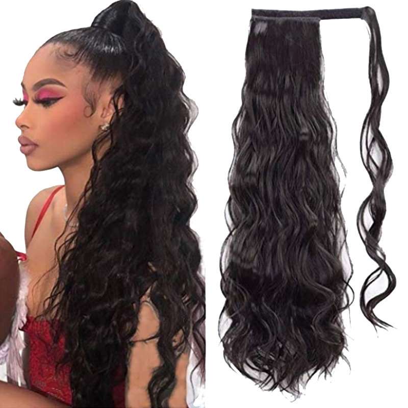 factory price synthetic hair extension ponytail 24 inches with multi color