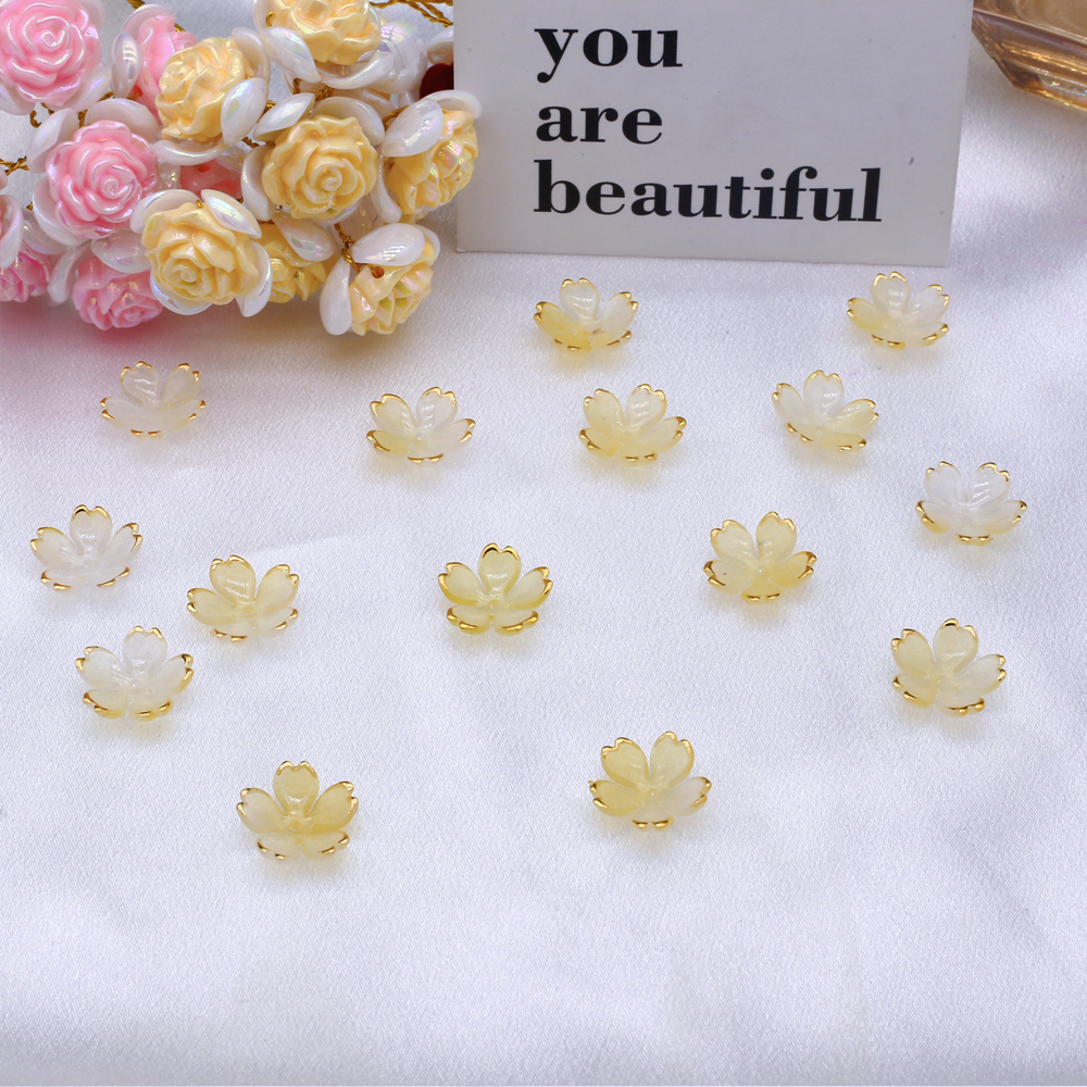 JC wholesale acrylic simulation art flower diy handmade accessories materials gradient cherry blossom rose flower beads