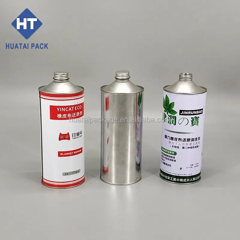 Empty Tin Can Manufacturers 1 Litre Wholesale Empty Brake Oil Tin Can Metal Tinplate Cone Screw Top Brake Fluid Cans
