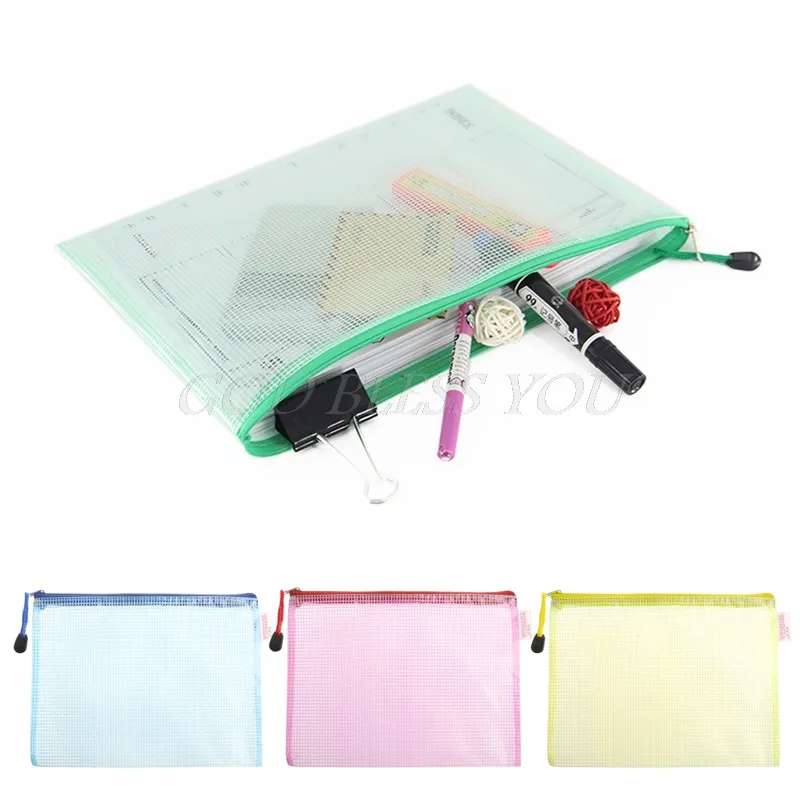 Top quality custom print plastic mesh document zipper bag