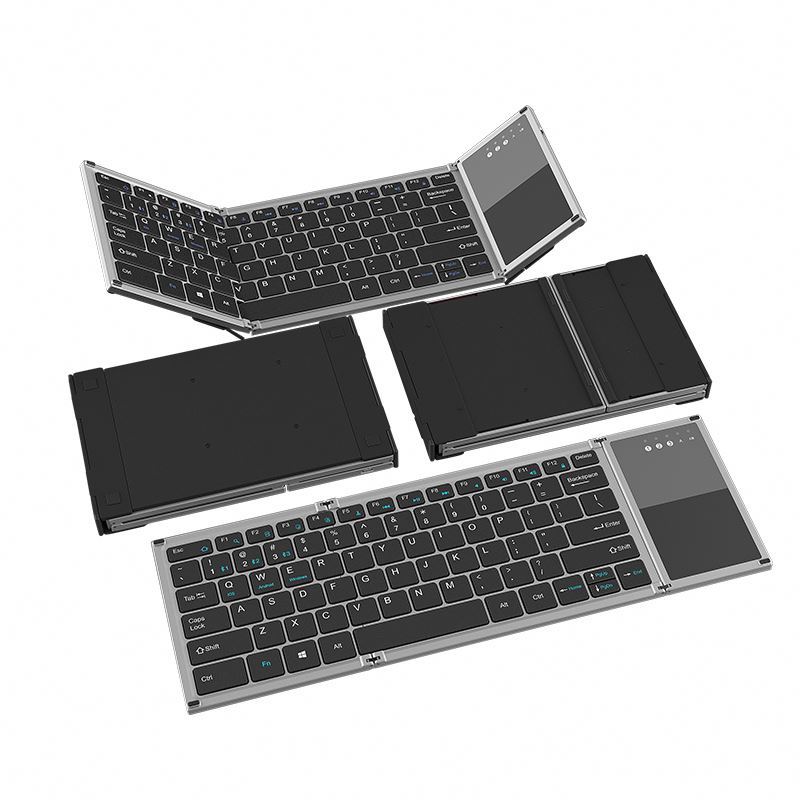 Foldable Blue tooth Keyboard Rechargable Portable Mini BT Wireless Keyboard with Touchpad Mouse for Android Windows PC Tablet