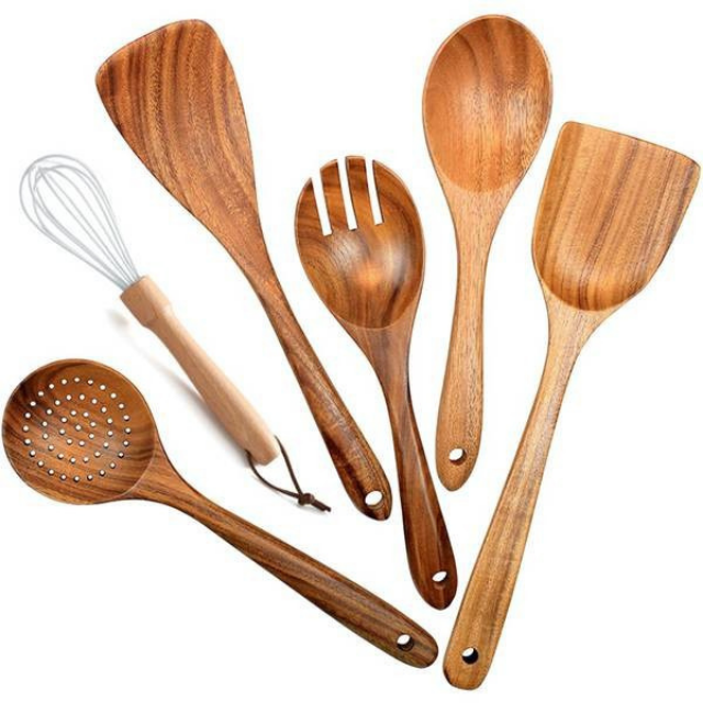 Amazon Горячая продажа ручной работы на заказ лазерный logowooden деревянный яичный венчик салат вилка скиммер Тернер шпатель набор посуды