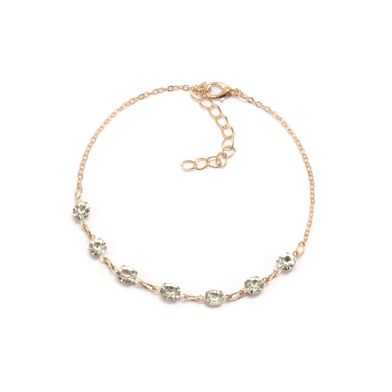 HOVANCI Women Summer Simple Foot Jewelry Rhinestone Leg Chain Anklets Clear Crystal Anklet Bracelet