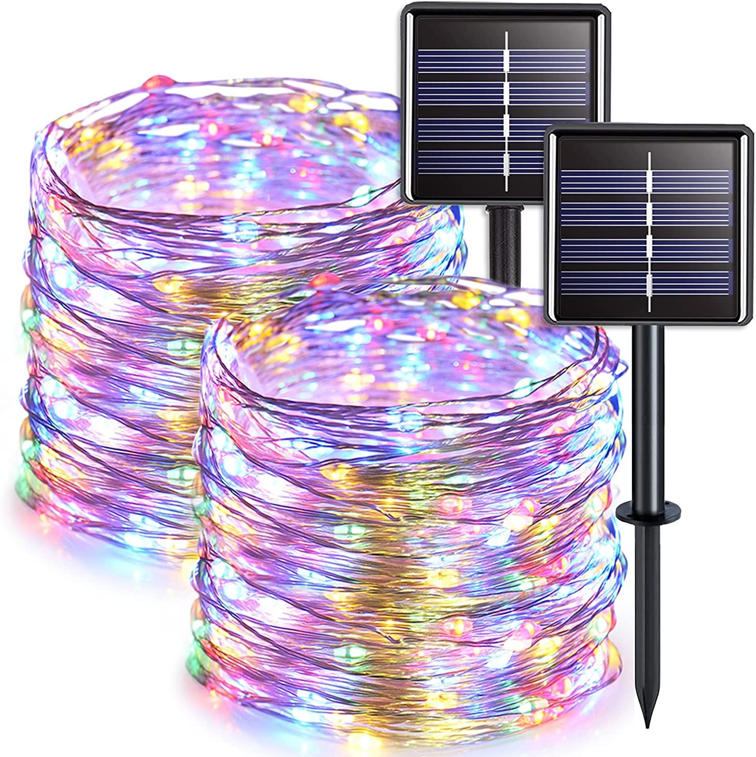 Factory Direct LED Solar Powered Fairy String Lights with Remote Twinkle Copper Wire Outdoor Party Christmas IP65 10m Multicolor