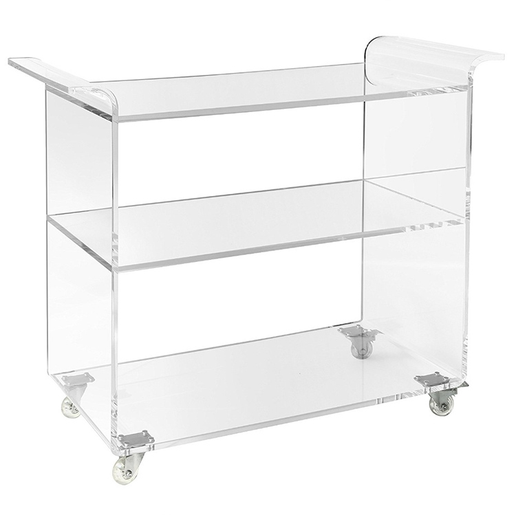 Home Evee Acrylic Bar Trolley Kitchen Home Rolling Bar Serving Trolley Glass Shelf Trolley
