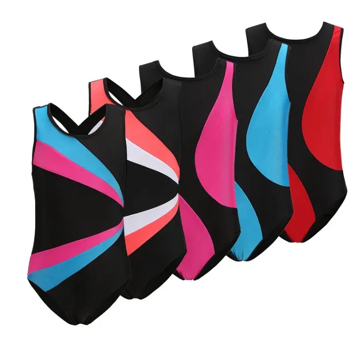 Удобные гибкие гимнастическое трико для гимнастики для девочек одежда различных цветов размеров и стилей в разноцветную полоску