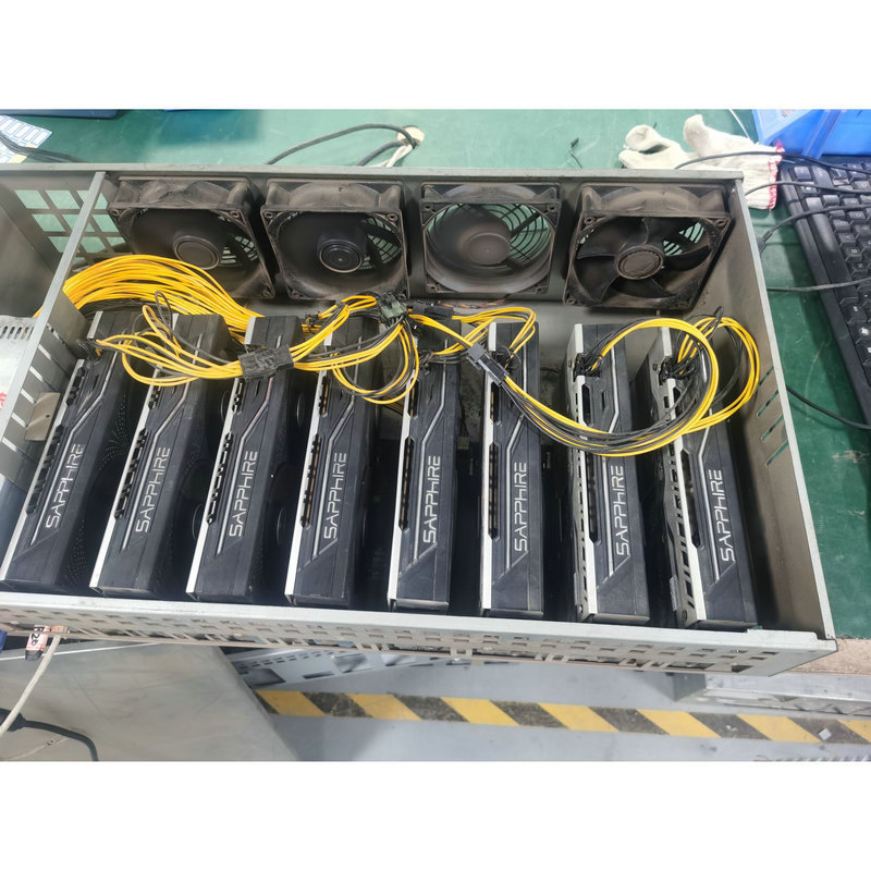 Продажа бывшей в употреблении Оптовая машина Sapphire Xfx Amd Rx 580 590 8gb 8 Gpu графическая карта цельный Риг с чехлом