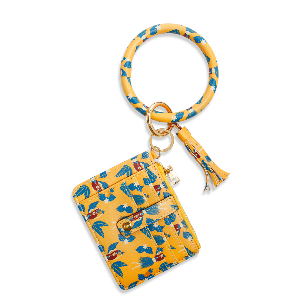 Hotsale Wrist key ring PU card wallet Zipper wallet bracelet key ring