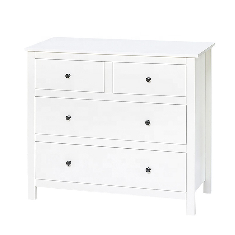 Modern White Bedroom Drawer Dresser Living Room Clothes Storage Cabinet Wooden Chest of 4 Drawers, Baby Dresser