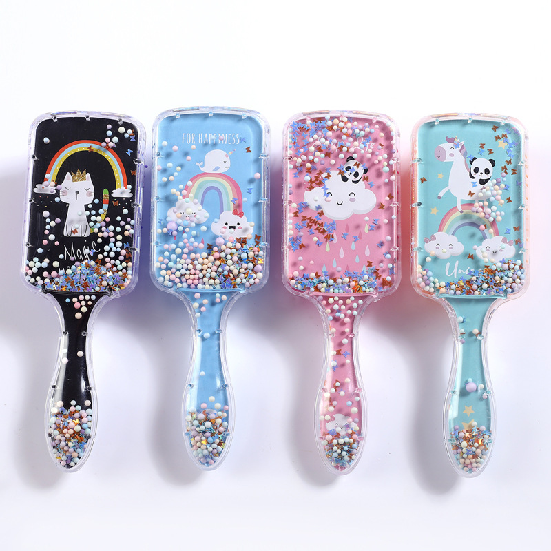 Wholesale ABS Plastic Hair Comb Flash Powder Foam Hairdressing Comb Cartoon Massage Comb