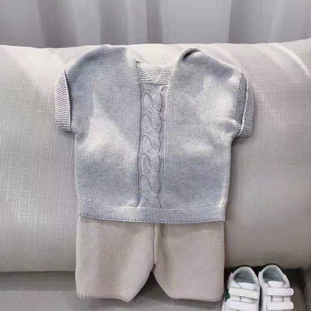 cotton custom short sleeve hooded knit newborn baby sweater for boy