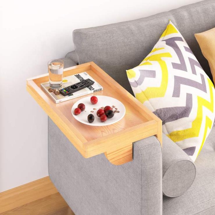 NOVA Wooden Bedside Shelf Sofa Side Holding Table Couch Arm Rest Tray