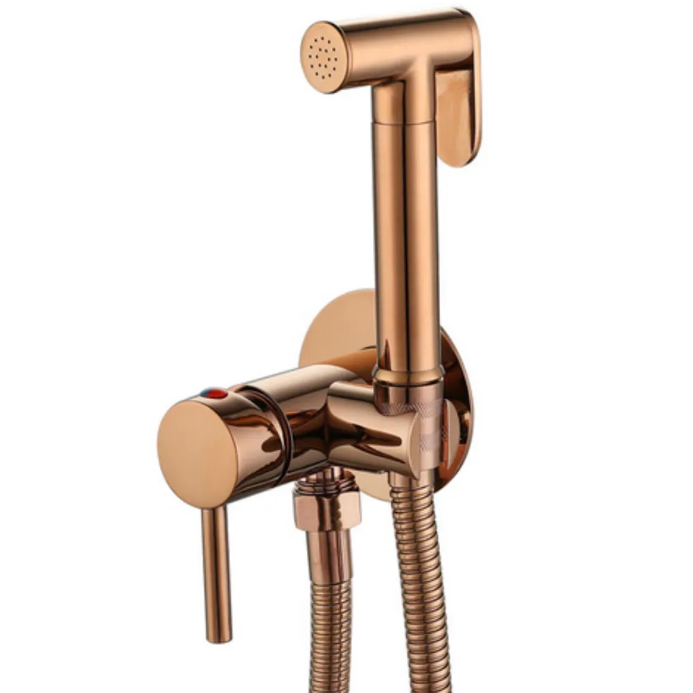 Brass Matt Black Round High Pressure Toilet Bidet Shower Head Sprayer Valve Faucet Set With 1.2m Hose Toilet Bidet Sprayer Set
