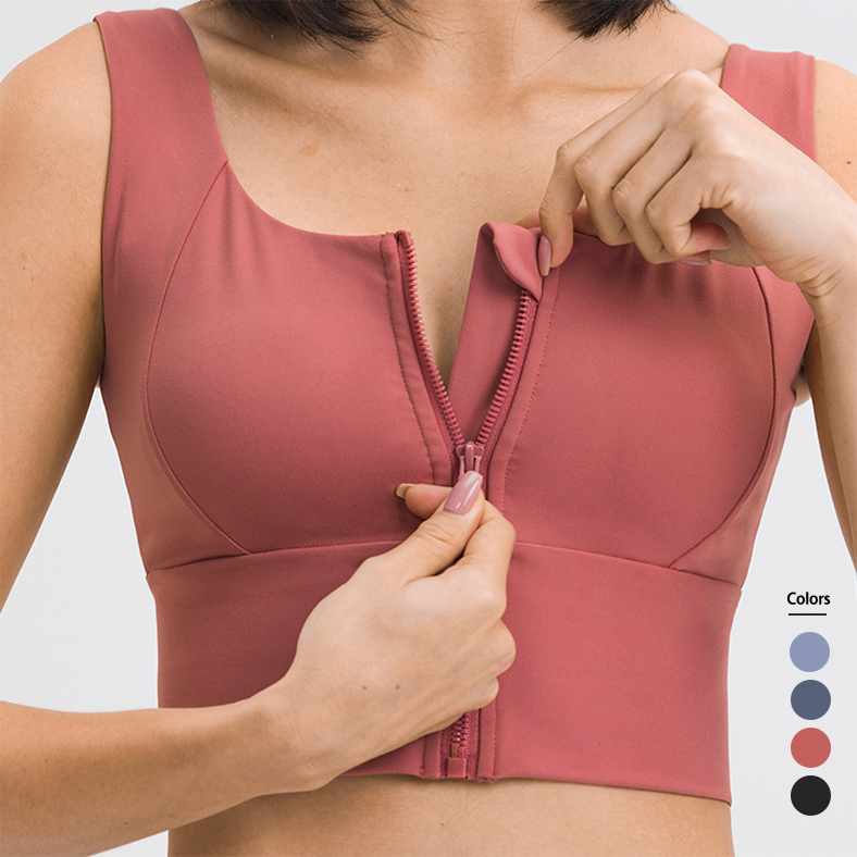 2021 New Front Zipper sports Padded Yoga Bra Tops Plus Size New Design Yoga Bra Push Up Sports Bra