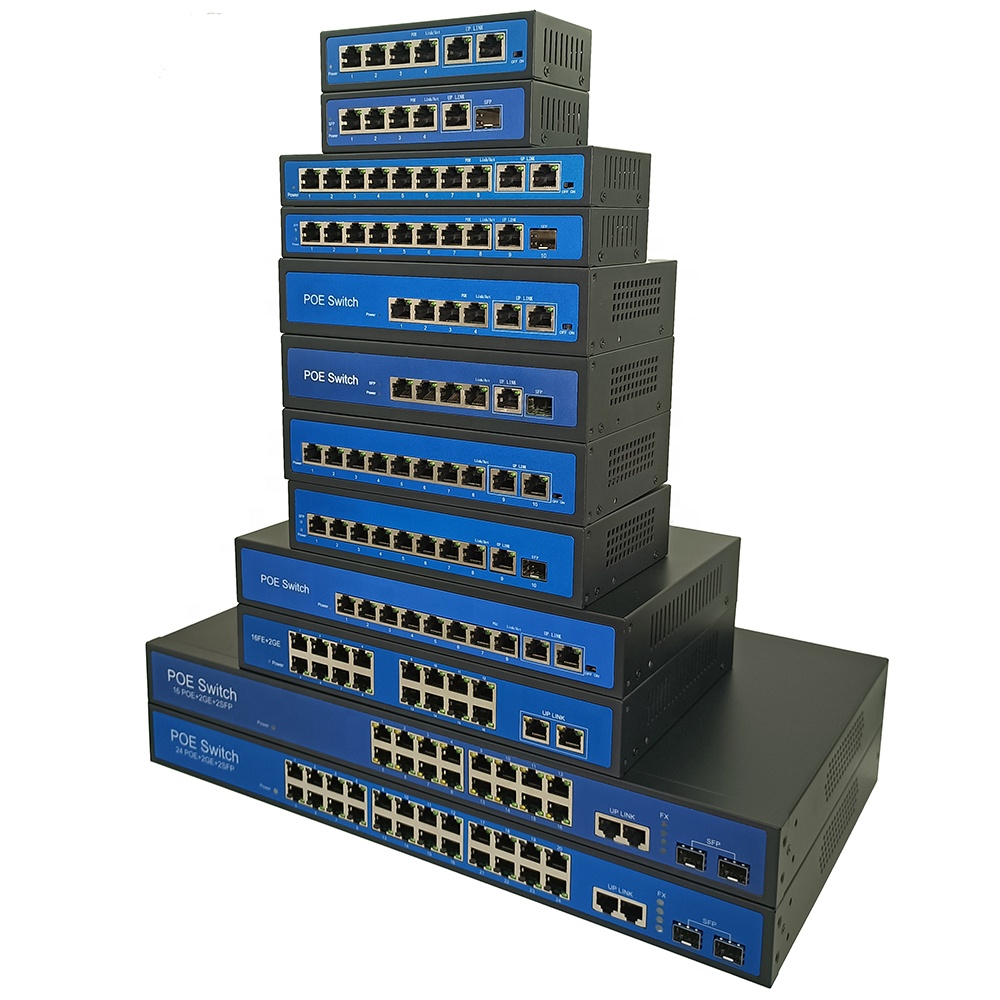 Коммутатор Gigabit Poe с 4/8/16/24 портами, 48 В, 52 в, 100 м, 1000 м, сетевые переключатели, порт SFP 75 Вт, 120 Вт, 150 Вт, 200 Вт, 300 Вт, 350 Вт