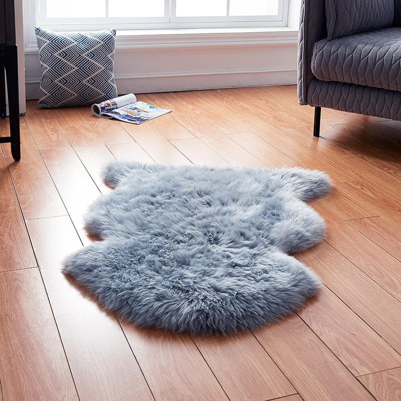 nordic home sheepskin faux rug round beside carpet suede backing