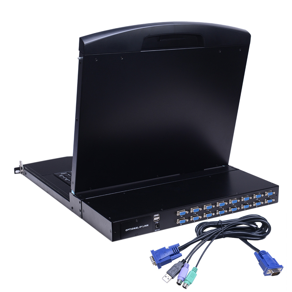 17 дюймовый ЖК монитор 1280*1024 @ 60 Гц 16 портов VGA интерфейс VGA KVM консоль LCD с клавиатурой