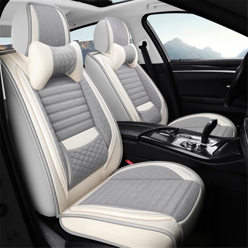 CNWAGNER Luxury Universal Leather linen Auto Car Seat Cover full Seat Cover Cushion