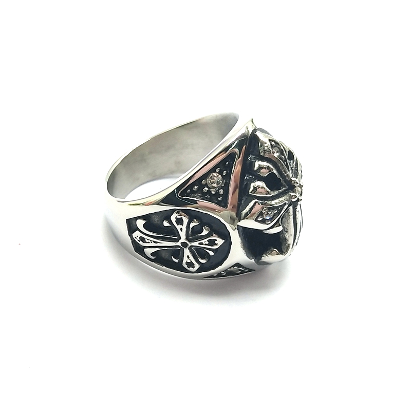 Men's ring retro stainless steel crystal ring party gift