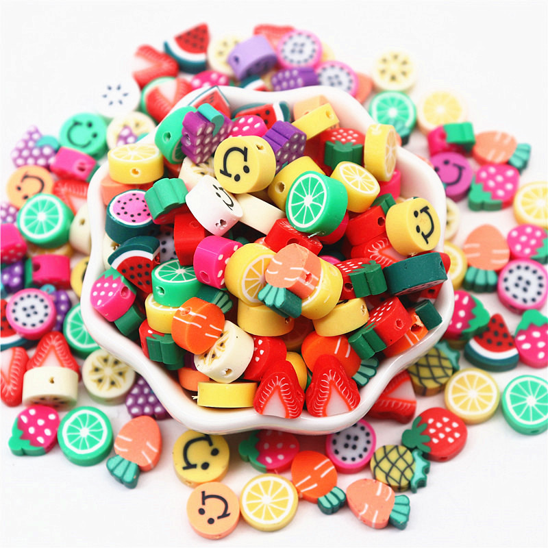 10mm Colorful Fruit Beads Loose Spacer Polymer Clay Beads for Jewelry Making DIY Handmade Crafts Accessories Wholesale