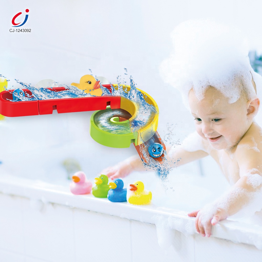 Education diy assembling bathroom rail rolling ball water play game baby bath toy track