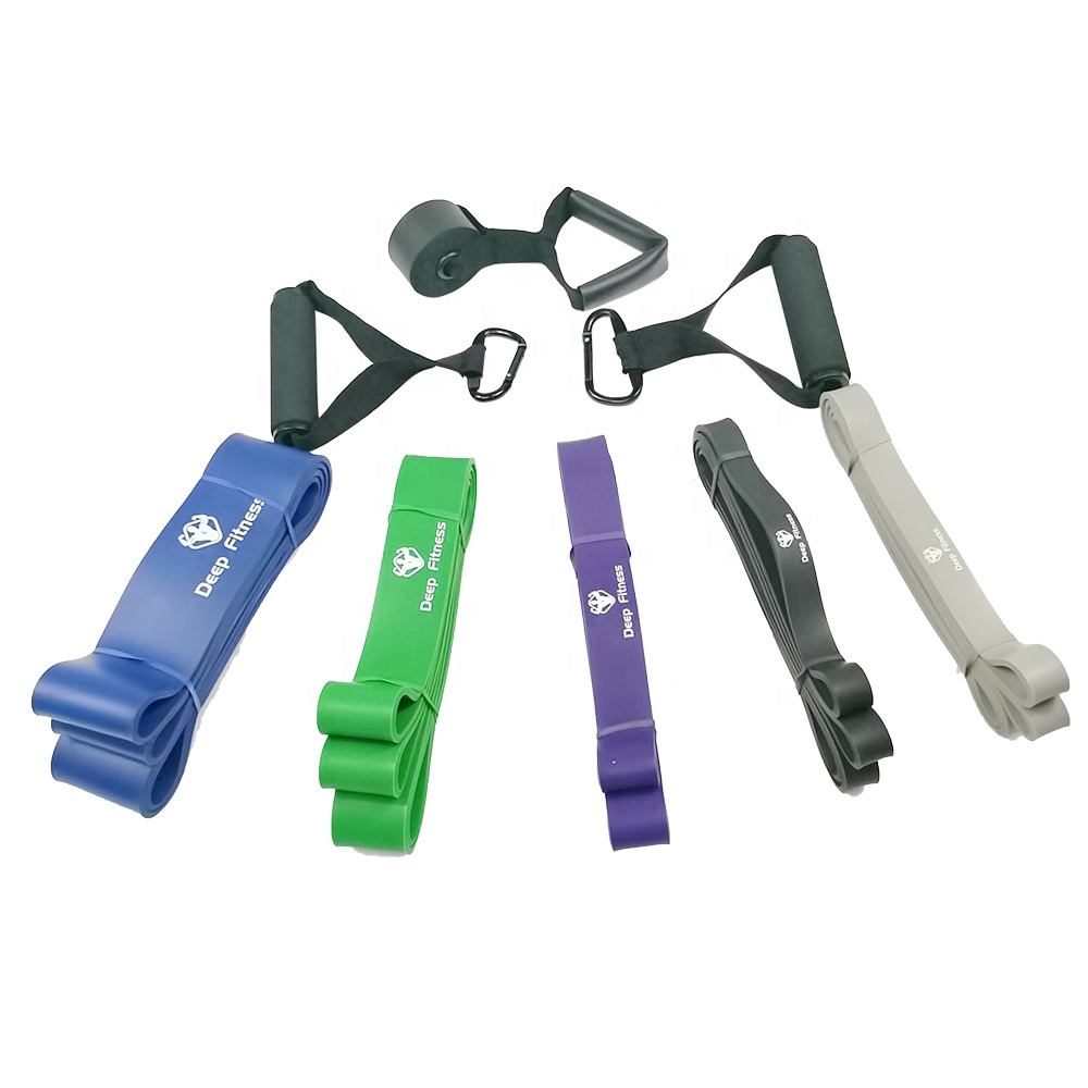 Custom printed 100% latex fitness black wide rubber band Pull Up Assist Bands Set Powerlifting Exercise Stretch Bands
