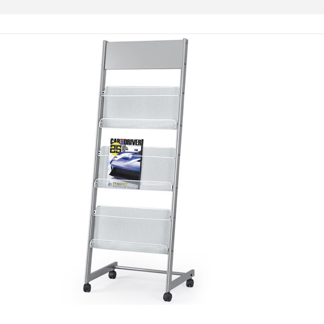 Large Capacity Iron Movable Mesh Frame holder magazine stand