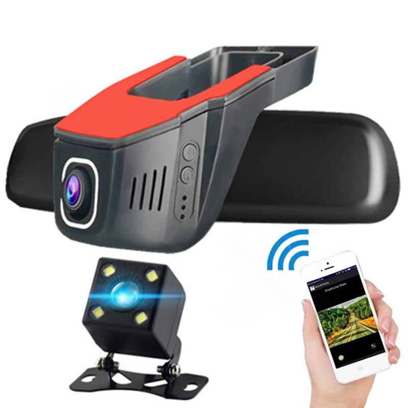 Мини-камера с двумя объективами, WiFi, Автомобильный видеорегистратор, Dashcam 1080P, цифровой видеорегистратор, 170 градусов, g-сенсор, датчик движения, видеорегистратор